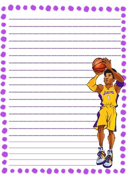 Preview of Kobe Bryant Themed Blank Writing Paper