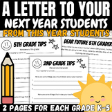 End of the Year May Writing Activity Advice Letter to Next