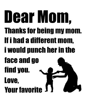 Dear MOM, Thanks for being my MOM - Mother's Day Quotes Poster | TPT