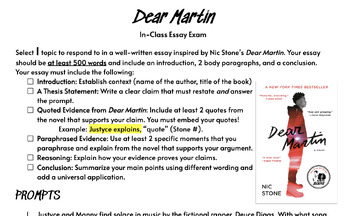 essay prompt for dear martin