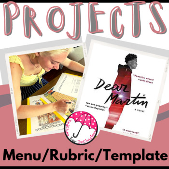 Preview of Dear Martin Nic Stone Projects/Menu/Rubric/Templates/Editable