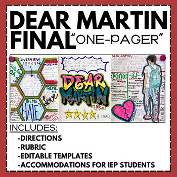 Preview of Dear Martin Novel Final Project One Pager - Poster Template