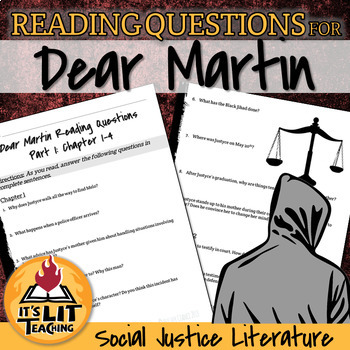 Preview of Dear Martin Reading Comprehension Chapter Questions | Printable & Digital