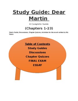 Preview of Dear Martin Study Guide (REDUCED PRICE!)