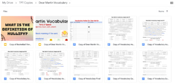Preview of Dear Martin Vocabulary Bundle