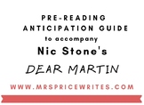 Dear Martin by Nic Stone - Anticipation Guide