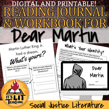 Preview of Dear Martin by Nic Stone Reading Journal and Workbook | Printable & Digital