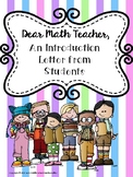 Dear Math Teacher, a Student Introduction Activity