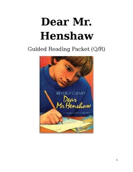 Preview of Dear Mr. Henshaw Independent Reading Packet and Writing Activities