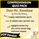 PDF: Dear Mr. Henshaw Reading Comprehension Quiz Pack