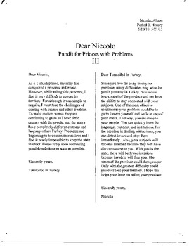 Preview of Dear Niccolo; A Common Core Approach to Machiavelli's The Prince