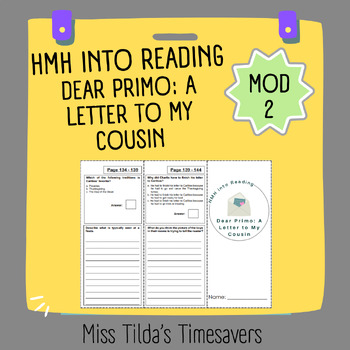 Preview of Dear Primo: A Letter to My Cousin - Grade 3 HMH into Reading (PDF & Digital)