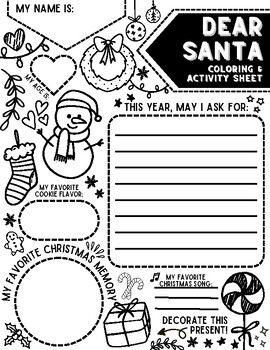 Dear Santa Activity Sheet by Tessa Sanders | TPT