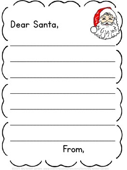 Dear Santa Friendly Letter Christmas Writing Sheet ** FREE ** | TpT