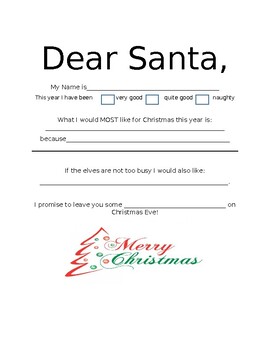 Dear Santa Letter by Lauren Nunnally | TPT
