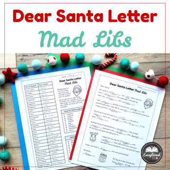 Preview of Dear Santa Letter Mad Libs - Fun writing activity before winter break - Holiday