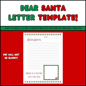 Dear Santa Letter Template by Colourful Resources | TPT