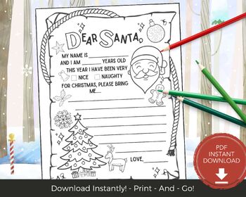 Dear Santa - Christmas Letter Writing Template Kit for ESL