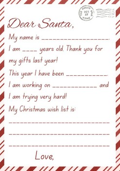 Dear Santa, Letter to Santa, Printable Activity by Jonesin' to teach