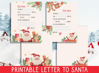 Preview of Dear Santa Wishes: Fillable & Blank Letter Templates for Festive Dreams