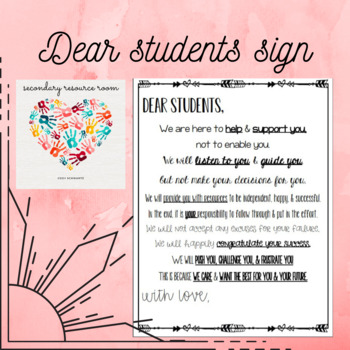 Preview of Dear Students sign