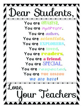 "Dear Students/Dear Teacher, You are" Motivational 