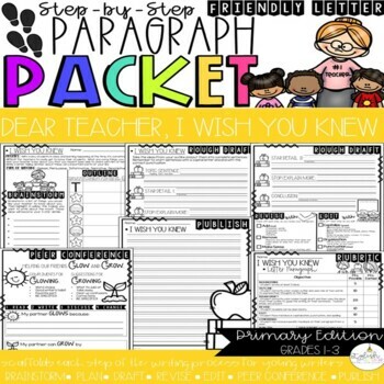 Preview of Dear Teacher, I Wish You Knew | Step by Step Paragraph Packet | Letter Writing