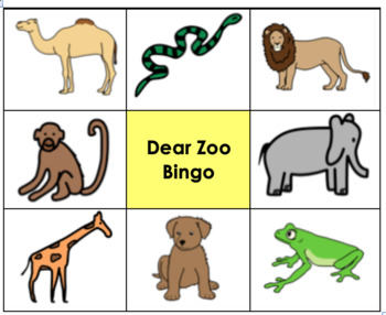 Preview of Dear Zoo Bingo