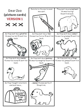 dear zoo by rod campbell sequencing text activity by rick s creations