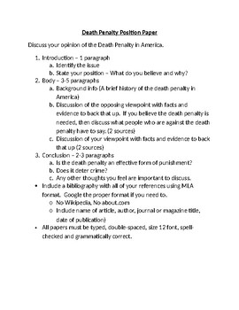 death penalty research paper outline
