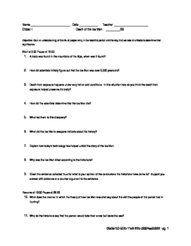 Preview of Death of the Iceman Video Worksheet - NOT YOUR TYPICAL VIDEO WORKSHEET