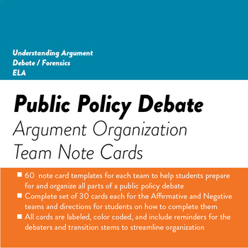 Preview of Debate Argument Organization Note Cards