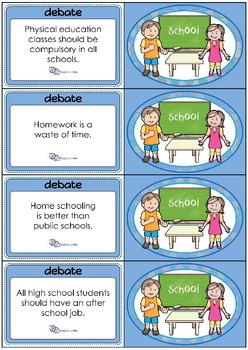 Debate Cards - School by English Unite Resources | TPT
