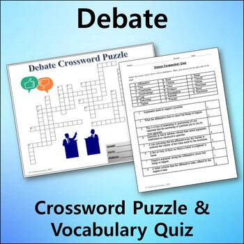 Preview of Debate Vocabulary Quiz & Crossword Puzzle