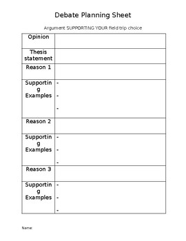 Debate Planning Form by Making Elementary Interactive | TPT