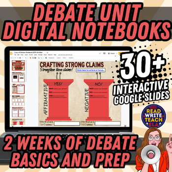 Preview of Debate Unit: Digital Interactive Notebooks for Argumentative Reading and Writing
