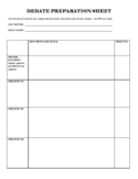 Debate planner sheet