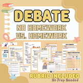 Debate worksheet & lesson: No Homework VS. Homework