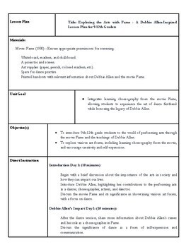 Preview of Debbie Allen and "Fame" Lesson Plan with Worksheet