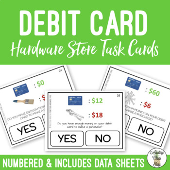 Preview of Debit Card Hardware Store Task Cards