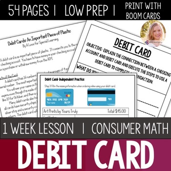 Preview of Debit Card Lesson Unit w Activities. Consumer Math Life Skills Special Education