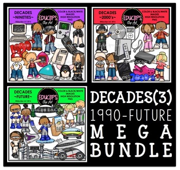 Preview of Decades 3 Clip Art Mega Bundle 1990-Future {Educlips Clipart}