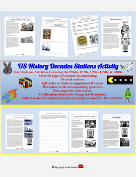 Preview of Decades Stations Activity Bundled Pack (1950s-2000s) - GOOGLE COMPATIBLE