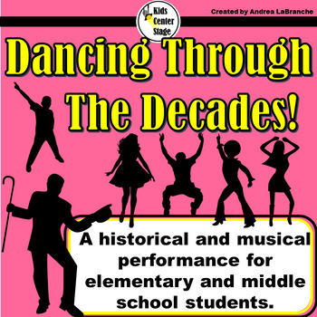 Preview of Decades Themed Musical Performance Script for Elementary Students