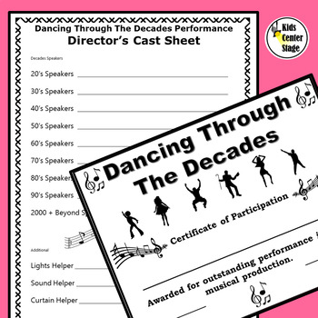 Decades Themed Musical Performance Script for Elementary Students