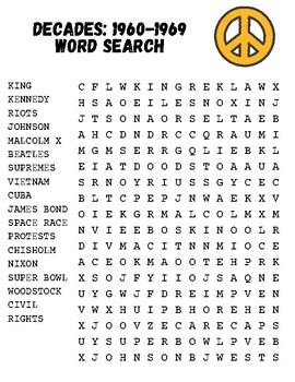 60's Songs 1 (solution) - Large Print Word Search Puzzle