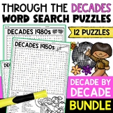 Decades Word Search Puzzle Bundle Through the Decades Word