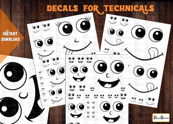 Preview of Decals for technical devices, Fridge stickers, Lamp faces, Cleaner clipart,