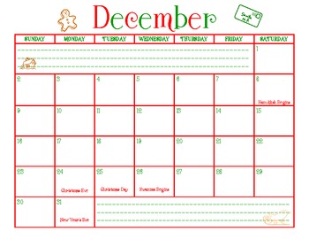 Preview of December 2012 Calendar- Stay Organized During the Holidays!