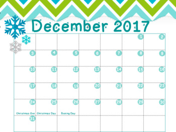 Preview of December 2017 Printable Calendar